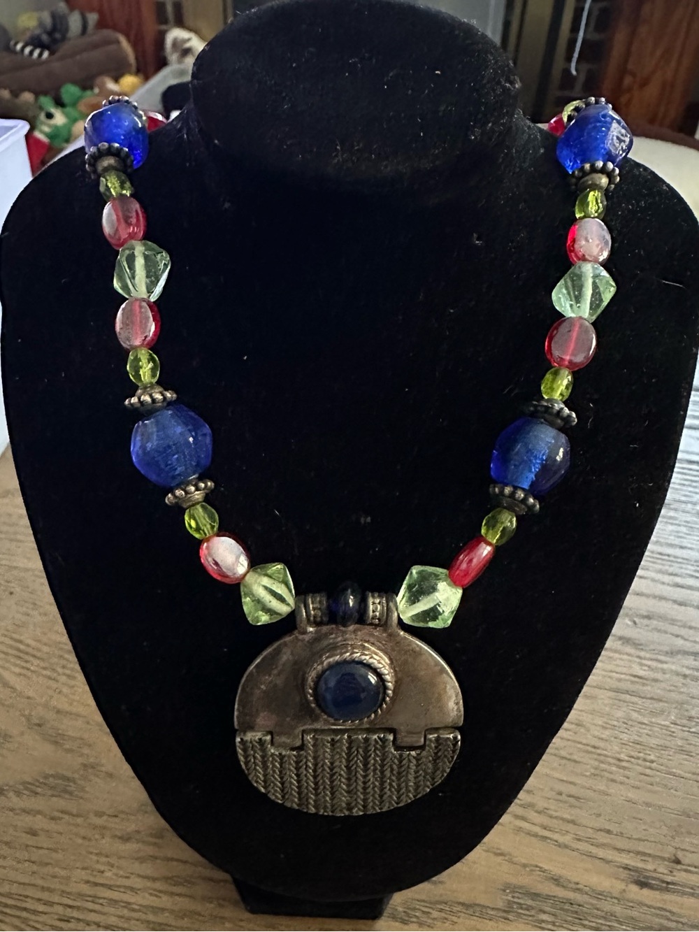 Chico's Multicolor Beaded Necklace with Silver-Tone Pendant